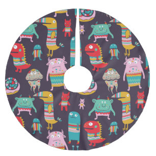Funny Monsters Cartoon Naadloos Patroon Kerstboom Rok