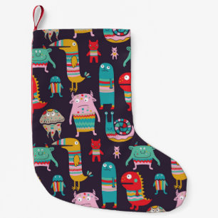Funny Monsters Cartoon Naadloos Patroon Kleine Kerstsok