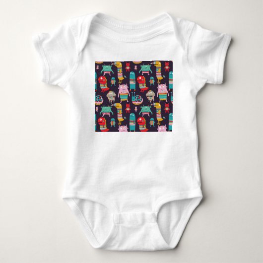 Funny Monsters Cartoon Naadloos Patroon Romper (Voorkant)
