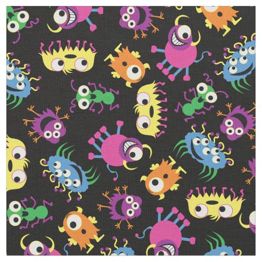 Funny Monsters Cute Kinder Decor Stof (Close Up)