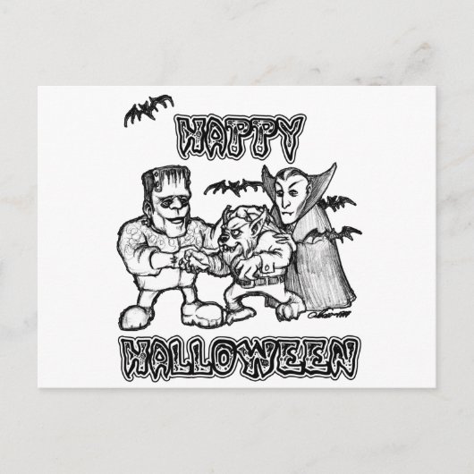 Funny Monsters - Halloween Briefkaart (Voorkant)
