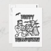 Funny Monsters - Happy Halloween Briefkaart (Voorkant / Achterkant)