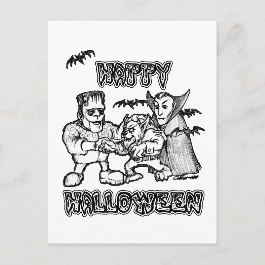 Funny Monsters - Happy Halloween Briefkaart (Voorkant)