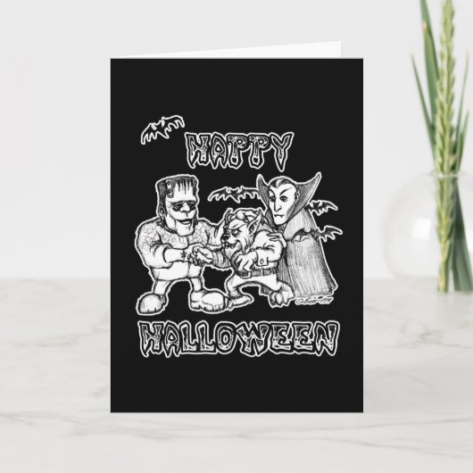 Funny Monsters - Happy Halloween Kaart (Voorkant)