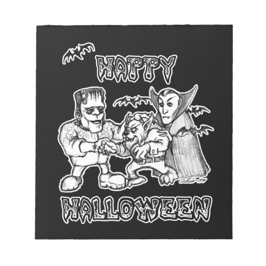 Funny Monsters - Happy Halloween Notitieblok (Voorkant)