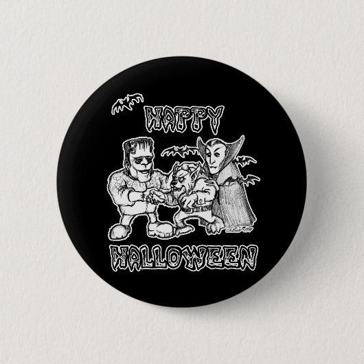 Funny Monsters - Happy Halloween Ronde Button 5,7 Cm (Voorkant)