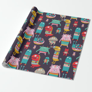 Funny monsters naadloos patroon cadeaupapier