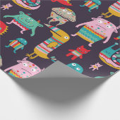 Funny monsters naadloos patroon cadeaupapier (Hoek)