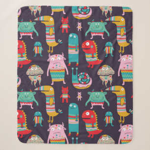 Funny monsters naadloos patroon sherpa deken