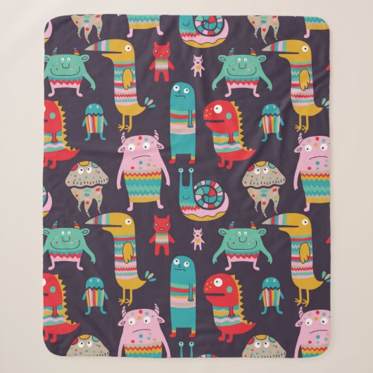 Funny monsters naadloos patroon sherpa deken (Voorkant)