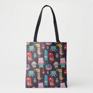 Funny monsters naadloos patroon tote bag