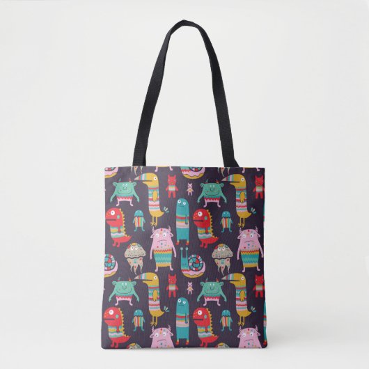 Funny monsters naadloos patroon tote bag (Voorkant)