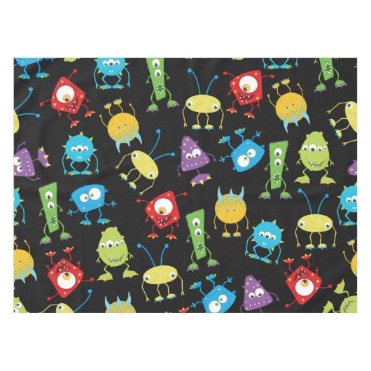Funny Monsters op Black Tablecloth Tafelkleed (Voorkant (Horizontaal))