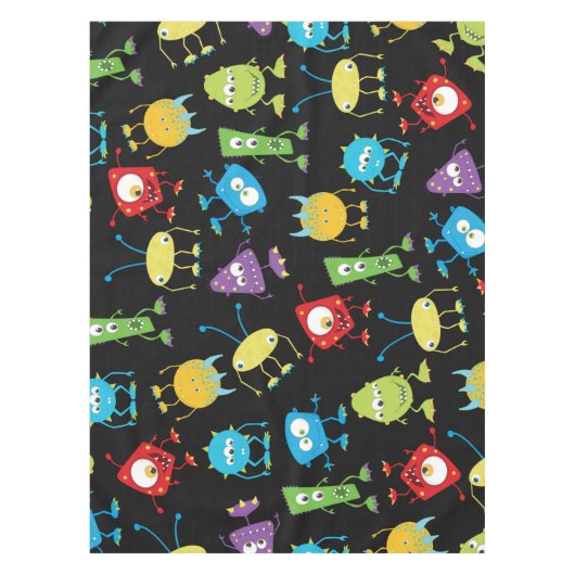 Funny Monsters op Black Tablecloth Tafelkleed (Voorkant)