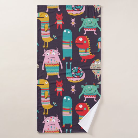 Funny monsters seamless pattern badhanddoek (Badhanddoek)