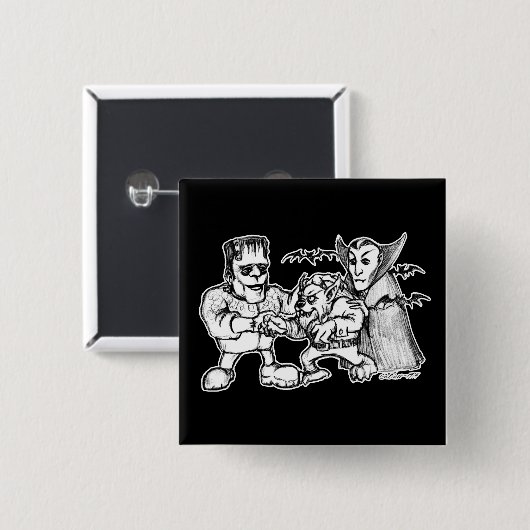 Funny Monsters Vierkante Button 5,1 Cm (Voorkant /achterkant)