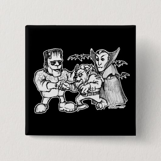 Funny Monsters Vierkante Button 5,1 Cm (Voorkant)