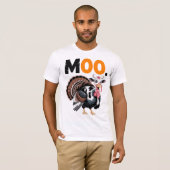 Funny Moo Turkey Thanksgiving Design T-shirt (Voorkant volledig)