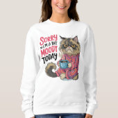 Funny Moody Cat in Pajamas with Coffee | Trui (Voorkant)