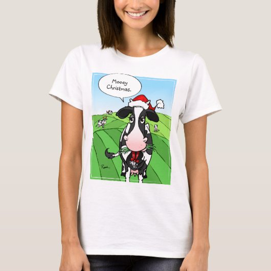 Funny Mooey Kerstmis Cow Tshirts (Voorkant)