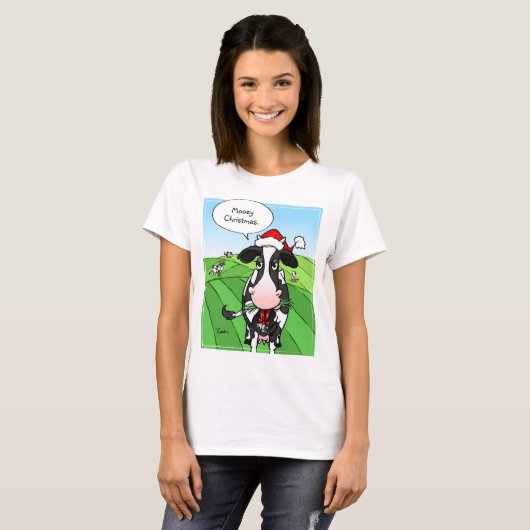 Funny Mooey Kerstmis Cow Tshirts (Voorkant volledig)