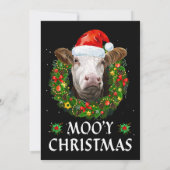 Funny Mooey Kerstmis met Santa Hat Koe Moo Far Kaart (Achterkant)