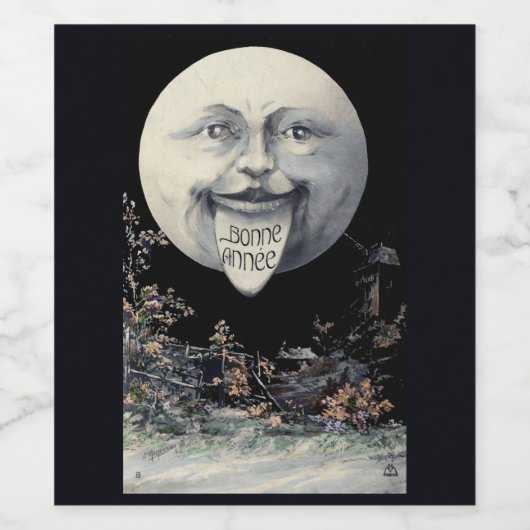 Funny  Moon New Years Mousserende wijnlabels Wijn Etiket (Enkel label)