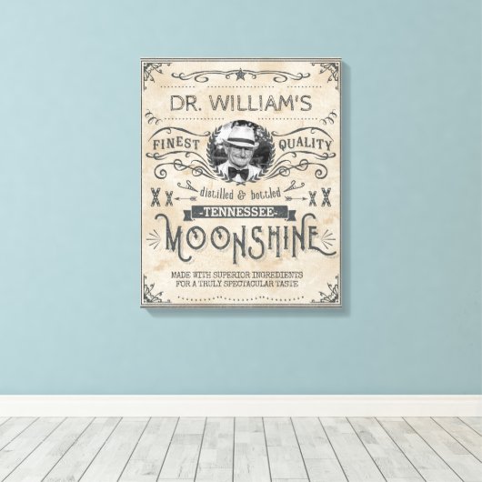 Funny  Moonshine Hillbilly Medicine Custom Canvas Afdruk (Insitu (Houten vloer))