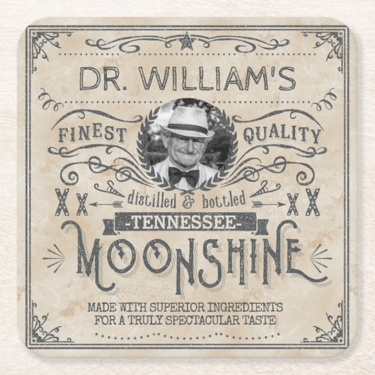 Funny  Moonshine Hillbilly Medicine Custom Kartonnen Onderzetters (Voorkant)