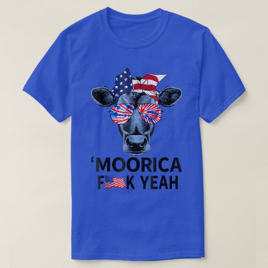 Funny Moorica Koe 4 juli Moo Patriotic Farmer T-shirt (Design voorkant)