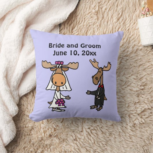 Funny Moose Bride en Groom Wedding Design Kussen (Deken)