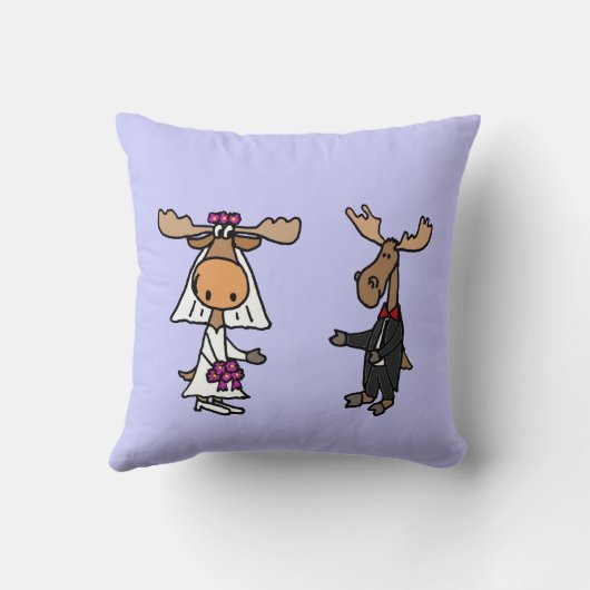 Funny Moose Bride en Groom Wedding Design Kussen (Achterkant)