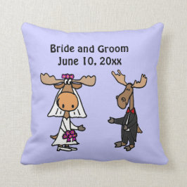 Funny Moose Bride en Groom Wedding Design Kussen