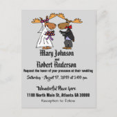 Funny Moose Bride en Groom Wedding Invitation Uitnodiging Briefkaart (Voorkant)