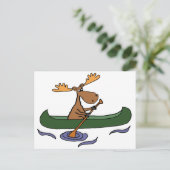 Funny Moose Canoeing Cartoon Briefkaart (Staand voorkant)