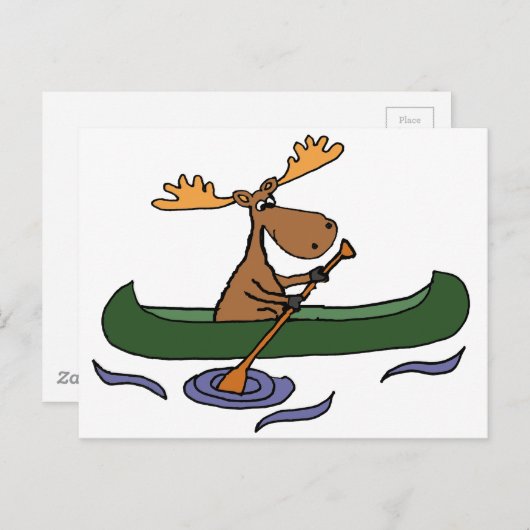 Funny Moose Canoeing Cartoon Briefkaart (Voorkant / Achterkant)