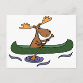 Funny Moose Canoeing Cartoon Briefkaart (Voorkant)