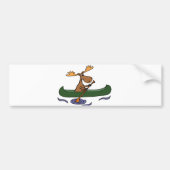 Funny Moose Canoeing Cartoon Bumpersticker (Voorkant)