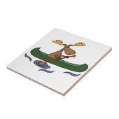 Funny Moose Canoeing Cartoon Tegeltje (Zijkant)