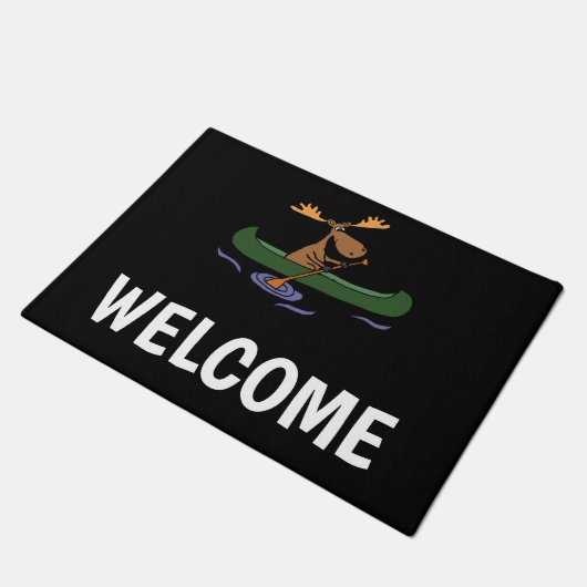 Funny Moose Canoeing Design Deurmat (Schuin)