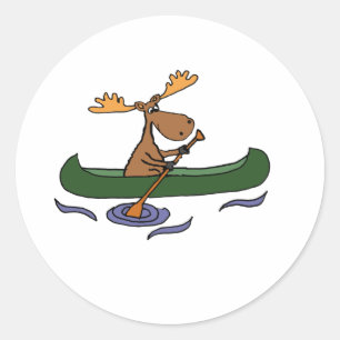 Funny Moose Canoeing Design Ronde Sticker