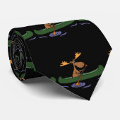 Funny Moose Canoeing Design Stropdas (Opgerold)