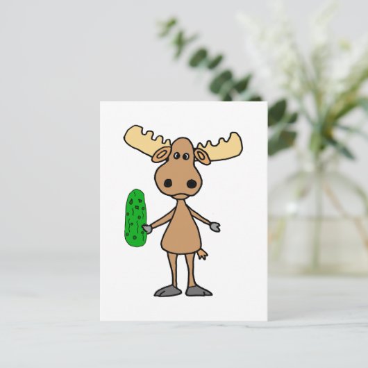 Funny Moose Cartoon Briefkaart (Staand voorkant)