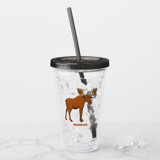 Funny moose cartoon illustratie acryl drinkbeker (Voorkant ijs)