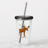 Funny moose cartoon illustratie acryl drinkbeker (Achterkant)