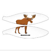 Funny moose cartoon illustratie basketbal (Panelen)