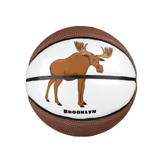 Funny moose cartoon illustratie basketbal (Voorkant)