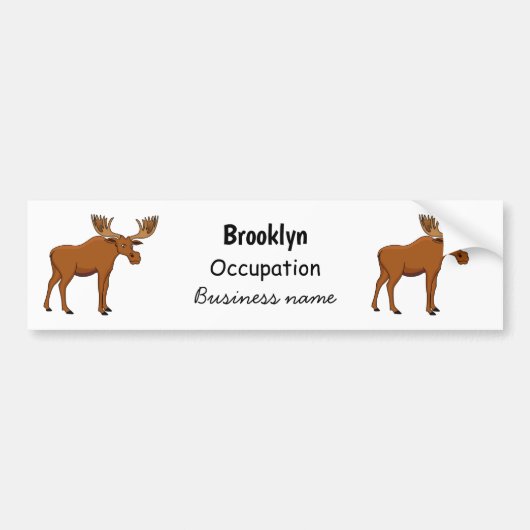 Funny moose cartoon illustratie bumpersticker (Voorkant)