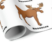 Funny moose cartoon illustratie cadeaupapier (Rol Hoek)