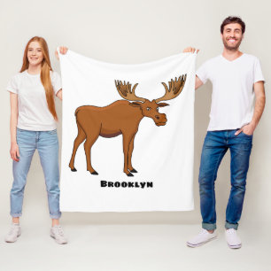 Funny moose cartoon illustratie fleece deken